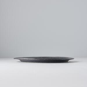 Made in Japan (MIJ) Craft Black Nepravidelný Mělký Talíř 25 cm