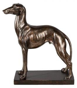 Hnědá dekorativní soška psa se zlatou patinou – 27x11x31 cm