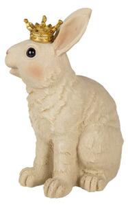 Dekorativní soška králíka se zlatou korunkou – 16x13x23 cm