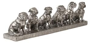 Stříbrná dekorativní smečka psů – 52x12x14 cm