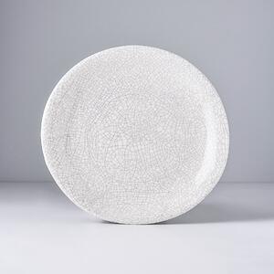 Made in Japan (MIJ) Velký mělký talíř 25 cm bílo-šedý