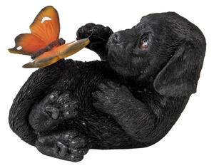Dekorativní soška černého pejska s motýlkem – 14x9x10 cm