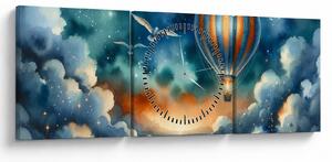 Obraz - Let noční oblohou (s hodinami) (90x30 cm)