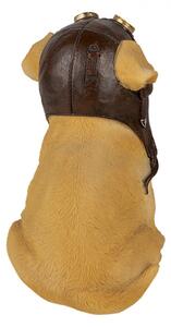 Dekorativní soška psa s motorkářskou čepicí – 14x10x16 cm