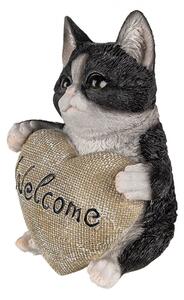 Dekorativní soška koťátka se srdcem Welcome – 12x9x15 cm