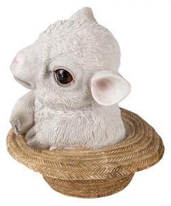Dekorativní soška ovečky v klobouku – 12x12x12 cm