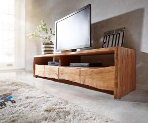 DELIFE TV stolek Live-Edge 230 cm akácie přírodní masivní 4 zásuvky