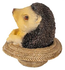 Dekorativní soška ježka v klobouku – 8x8x9 cm