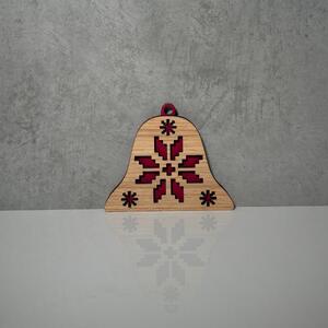 Wooden Mooden Dřevěné vánoční ozdoby Folklor (červený podklad) Tvar: zvoneček