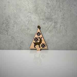 Wooden Mooden Dřevěné vánoční ozdoby Folklor (hnědý podklad) Tvar: strom se sobem