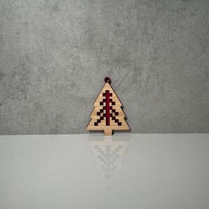 Wooden Mooden Dřevěné vánoční ozdoby Folklor (červený podklad) Tvar: stromeček klasický