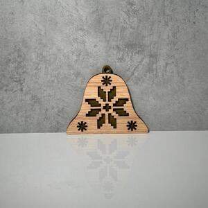 Wooden Mooden Dřevěné vánoční ozdoby Folklor (hnědý podklad) Tvar: zvoneček