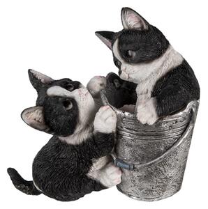 Dekorativní soška koťátek v kbelíku – 23x13x18 cm