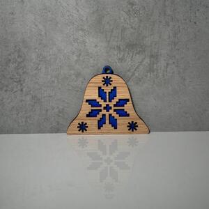 Wooden Mooden Dřevěné vánoční ozdoby Folklor (modrý podklad) Tvar: zvoneček