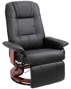 HOMCOM Křeslo Relax s Otočnou Funkcí, Funkce Polohování, Podnožka, Křeslo s Područkami, Dřevěné Nohy pro Obývací Pokoj a Ložnici, Umělá Kůže, Černé |