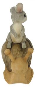 Dekorace sedící myška s ptáčkem na šnekovi – 13x6x13 cm