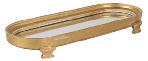 Zlatý dekorativní podnos na nožičkách se zrcadlovou výplní – 36x4x13 cm