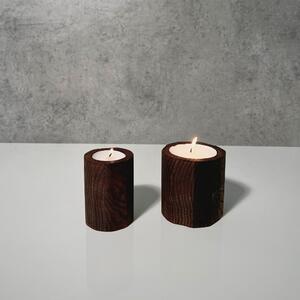Wooden Mooden Zajímavé a minimalistické dřevěné svícny na čajové svíčky Velikost: Pro čajovou svíčku s průměrem do 40 mm, Materiál: Mořený jasan, Výška: 8 cm