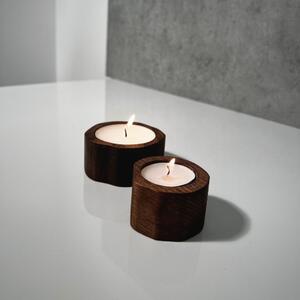 Wooden Mooden Zajímavé a minimalistické dřevěné svícny na čajové svíčky Velikost: Pro čajovou svíčku s průměrem do 40 mm, Materiál: Mořený jasan, Výška: 3,5 cm