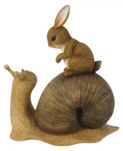 Dekorace sedící králík na šnekovi – 13x6x14 cm
