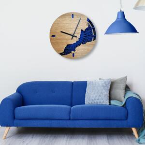 Wooden Mooden Nástěnné dřevěné hodiny Mandala Barva: Modrá, Průměr hodin: 30 cm