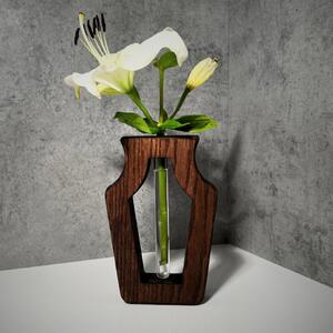 Wooden Mooden Dřevěná váza s ampulkou Harmonie Materiál: Mořený jasan