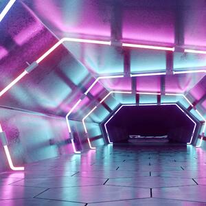 Malvis ® 3D tapeta Neonový tunel Vel. (šířka x výška): 144 x 105 cm