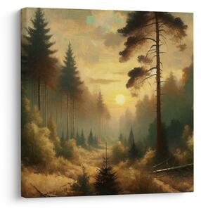 Obraz - Slunce zářící lesem (30x30 cm)