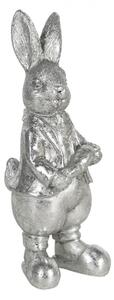 Stříbrná dekorace králíka s mrkví Métallique – 6x6x13 cm
