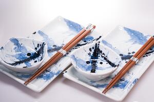 Made in Japan (MIJ) Sushi set Blue & White 6 ks