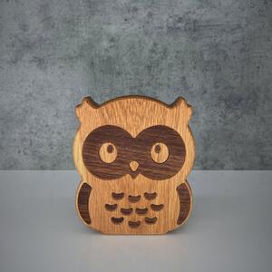 Wooden Mooden Dřevěná zvířátka: Zajíc, medvěd, sova z dubu a amerického ořechu Zvířátko: Sova