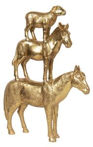Zlaté dekorační sousoší koňů Cheval – 30x8x40 cm