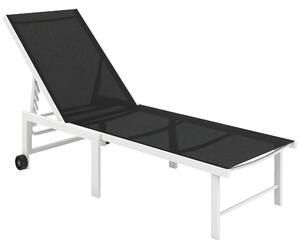 Outsunny Skládací Lehátko do Zahrady s Kolečky a Nastavitelným Opěradlem v 5 Úrovních, Nosnost 120 kg, pro Terasu, Balkon, 166x60x84 cm, Šedé | Aosom