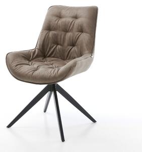 DELIFE Jídelní židle Taimi-Flex mikrovlákno taupe vintage křížová podnož široká černá otočná 360° houpací funkce