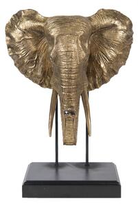 Dekorace zlaté sloní hlavy na černém podstavci – 42x30x56 cm