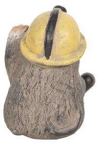 Dekorativní soška krtka s přilbou a dalekohledem – 7x7x10 cm