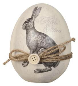 Dekorační vajíčko s motivem zajíce a mašličkou – 12x14 cm