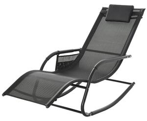 Zahradní houpací křeslo Outsunny s polstrovanými opěrkami, opěrkou hlavy a boční kapsou, nosnost 120 kg pro zahradu, terasu a patio 150x62x88 cm Černé