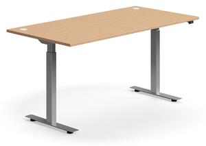 AJ Produkty Výškově nastavitelný stůl FLEXUS, 1600x800 mm, stříbrná podnož, buk