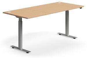 AJ Produkty Výškově nastavitelný stůl FLEXUS, 1800x800 mm, stříbrná podnož, buk