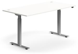 AJ Produkty Výškově nastavitelný stůl FLEXUS, 1600x800 mm, stříbrná podnož, bílá