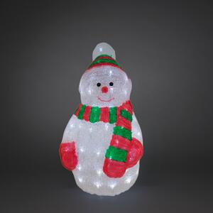 Vánoční LED dekorace, sněhulák, studená bílá, 47cm