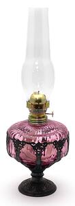 Sklárna Častolovice - Petrolejová lampa zdobená cínem zlatá rosa