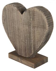 Hnědá antik dřevěná dekorace srdce – 19x7x19 cm