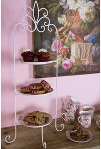 Bílý antik kovový stojan na 3 talíře Etagere - 38*30*77 cm - Clayre & Eef