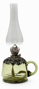 Sklárna Častolovice - Petrolejová lampa Lucie - lesní zelená zdobená cínem