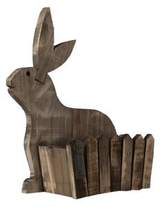 Hnědý dřevěný držák na květiny v motivu králíka – 31x12x36 cm