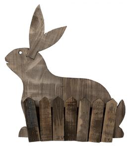 Hnědý dřevěný držák na květiny v motivu králíka – 31x12x36 cm