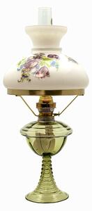 Sklárna Častolovice - Petrolejová lampa Jasmína - lesní zelená s květinovým stínidlem - komplet 6