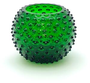 Sklárna Častolovice - Váza 12cm - Hobnail - Ananas - tmavě zelená